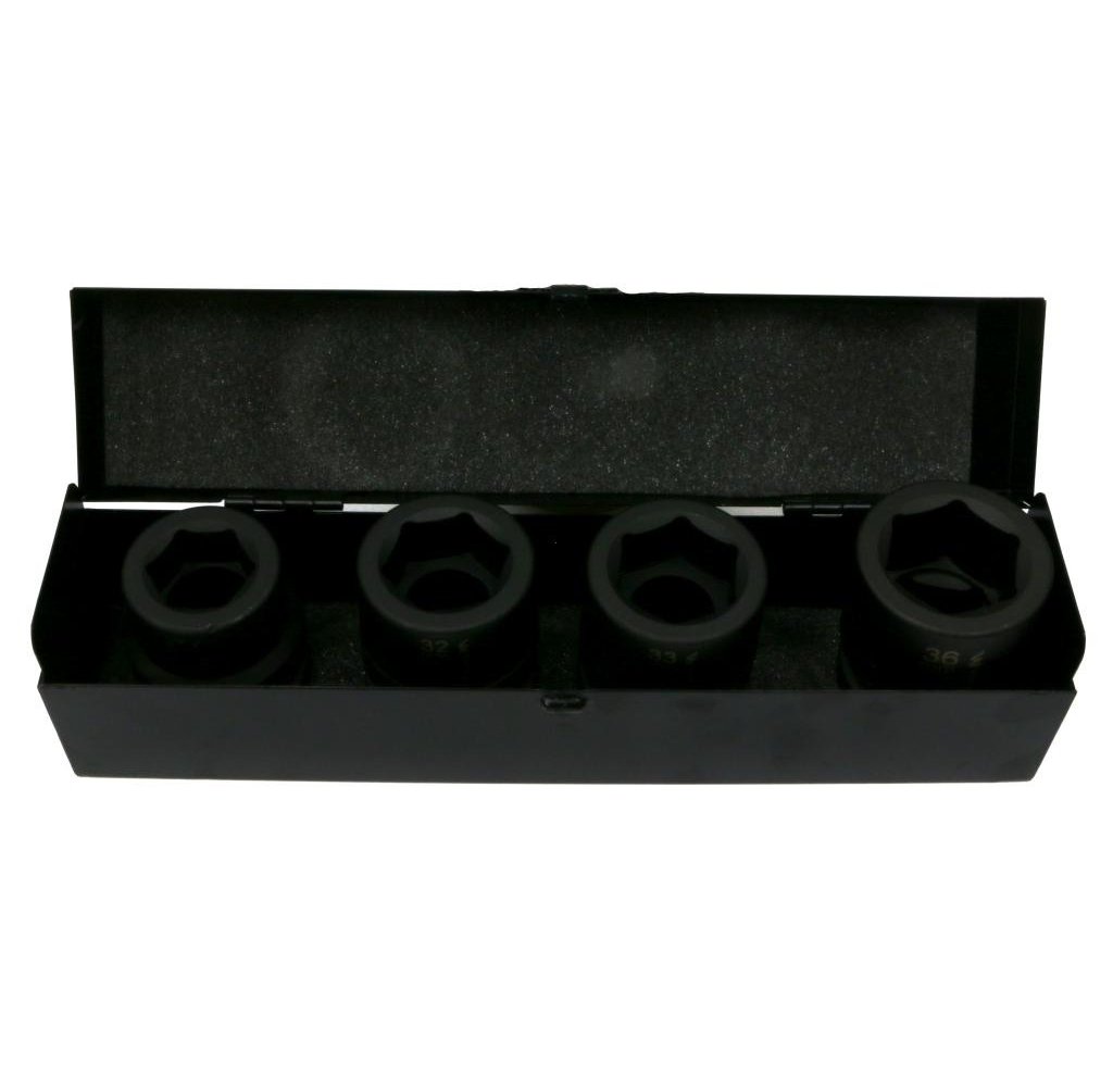 Zestaw nasadek udarowych 1" 4 cz. 27. 32. 33. 36 mm ze stali CrMo DIN 3129 Waryński