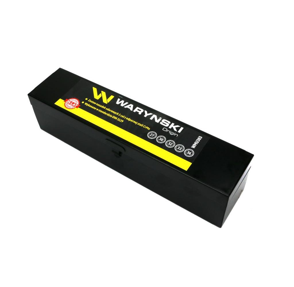 Zestaw nasadek udarowych 1" 5 cz. 27. 30. 32. 33. 36 mm ze stali CrMo DIN 3129 Waryński