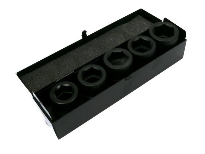 Zestaw nasadek udarowych 1" 5 cz. 27. 30. 32. 33. 36 mm ze stali CrMo DIN 3129 Waryński