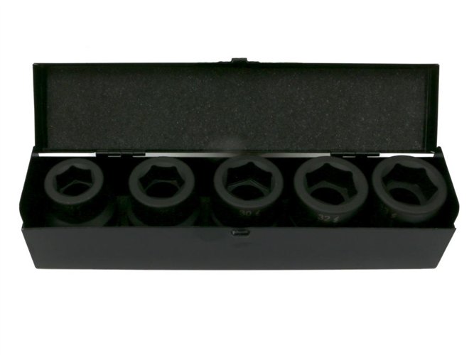 Zestaw nasadek udarowych 1" 5 cz. 24. 27. 30. 32. 33 mm ze stali CrMo DIN 3129 Waryński