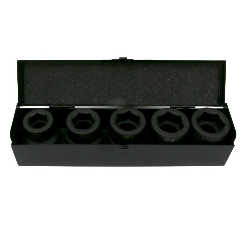 Zestaw nasadek udarowych 1" 5 cz. 24. 27. 30. 32. 33 mm ze stali CrMo DIN 3129 Waryński