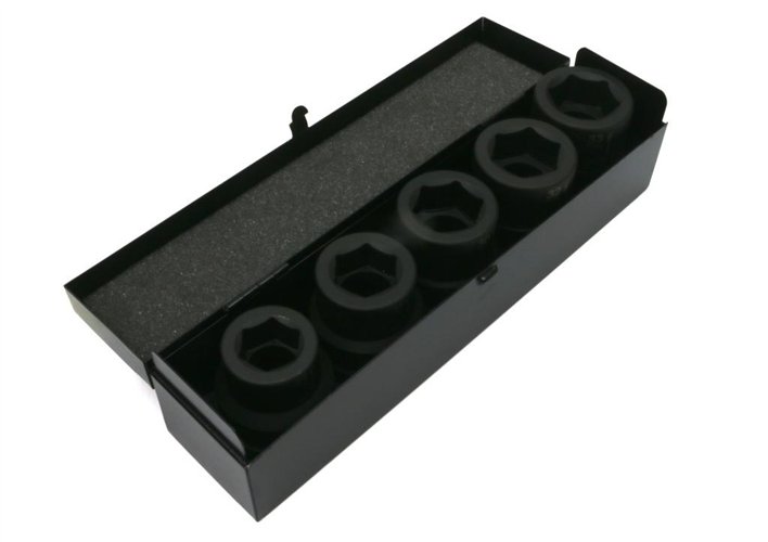 Zestaw nasadek udarowych 1" 5 cz. 24. 27. 30. 32. 33 mm ze stali CrMo DIN 3129 Waryński