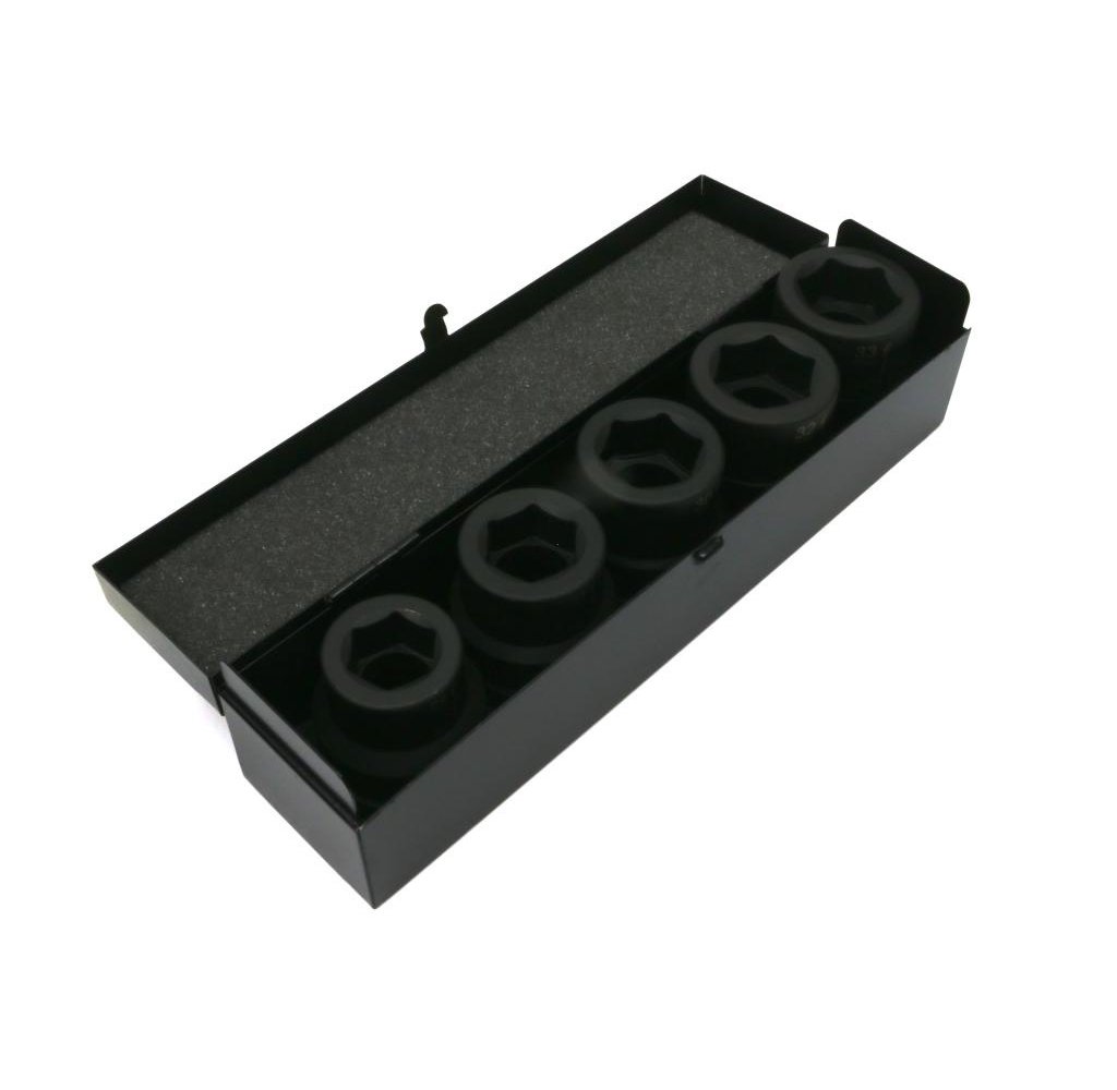 Zestaw nasadek udarowych 1" 5 cz. 24. 27. 30. 32. 33 mm ze stali CrMo DIN 3129 Waryński