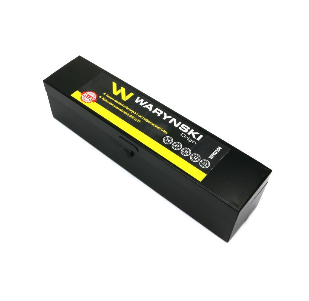 Zestaw nasadek udarowych 1" 5 cz. 24. 27. 30. 32. 33 mm ze stali CrMo DIN 3129 Waryński