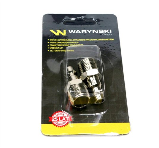 Złączka króciec do narzedzi pneumatycznych gwint 3/8 stożkowy PT Waryński 2 szt