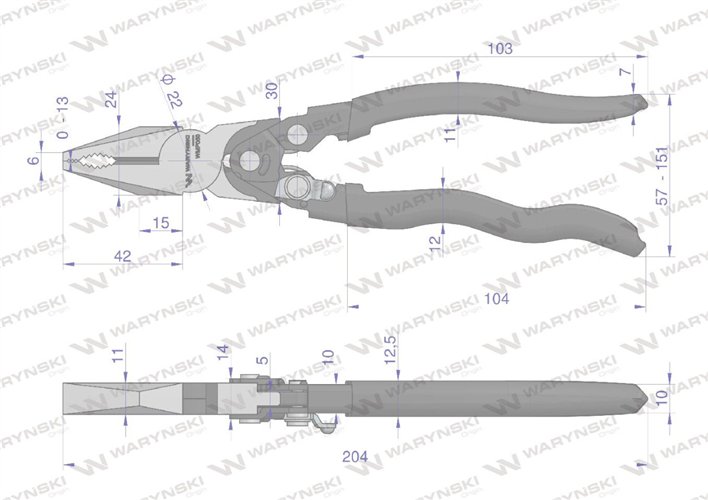 Szczypce uniwersalne chwyt wzmocniony przegubem Waryński