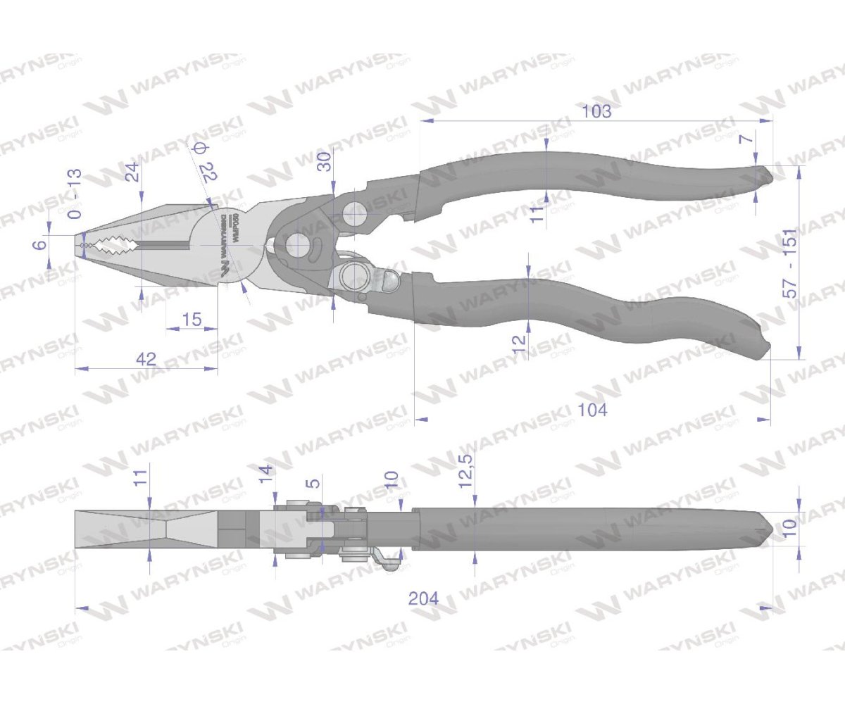 Szczypce uniwersalne chwyt wzmocniony przegubem Waryński