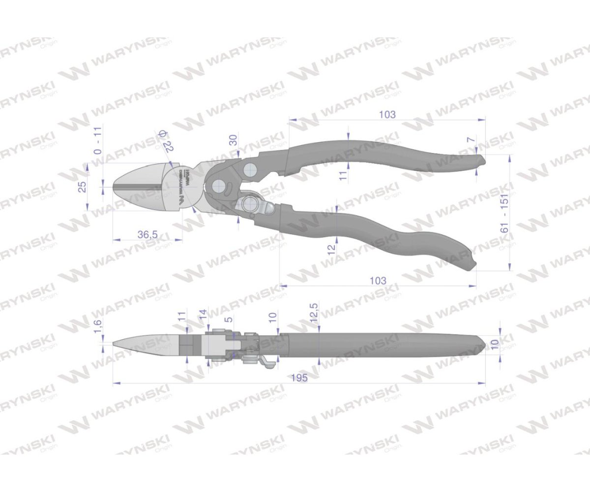 Szczypce do cięcia chwyt wzmocniony przegubem Waryński