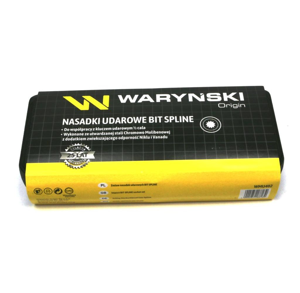 Zestaw nasadek udarowych 1/2 typu SPLINE 9 el Waryński