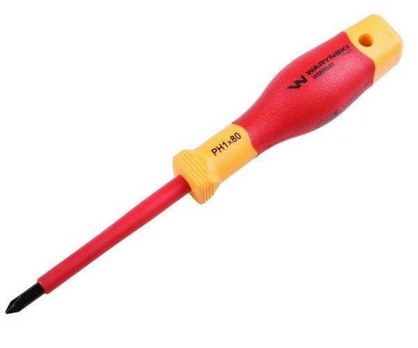 Wkrętak PH1*80mm. izolowany. VDE. stal S2, Waryński