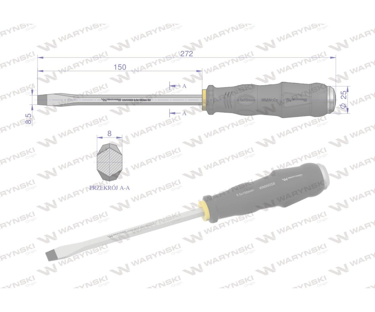 Wkrętak do pobijania 8.5x150mm Waryński