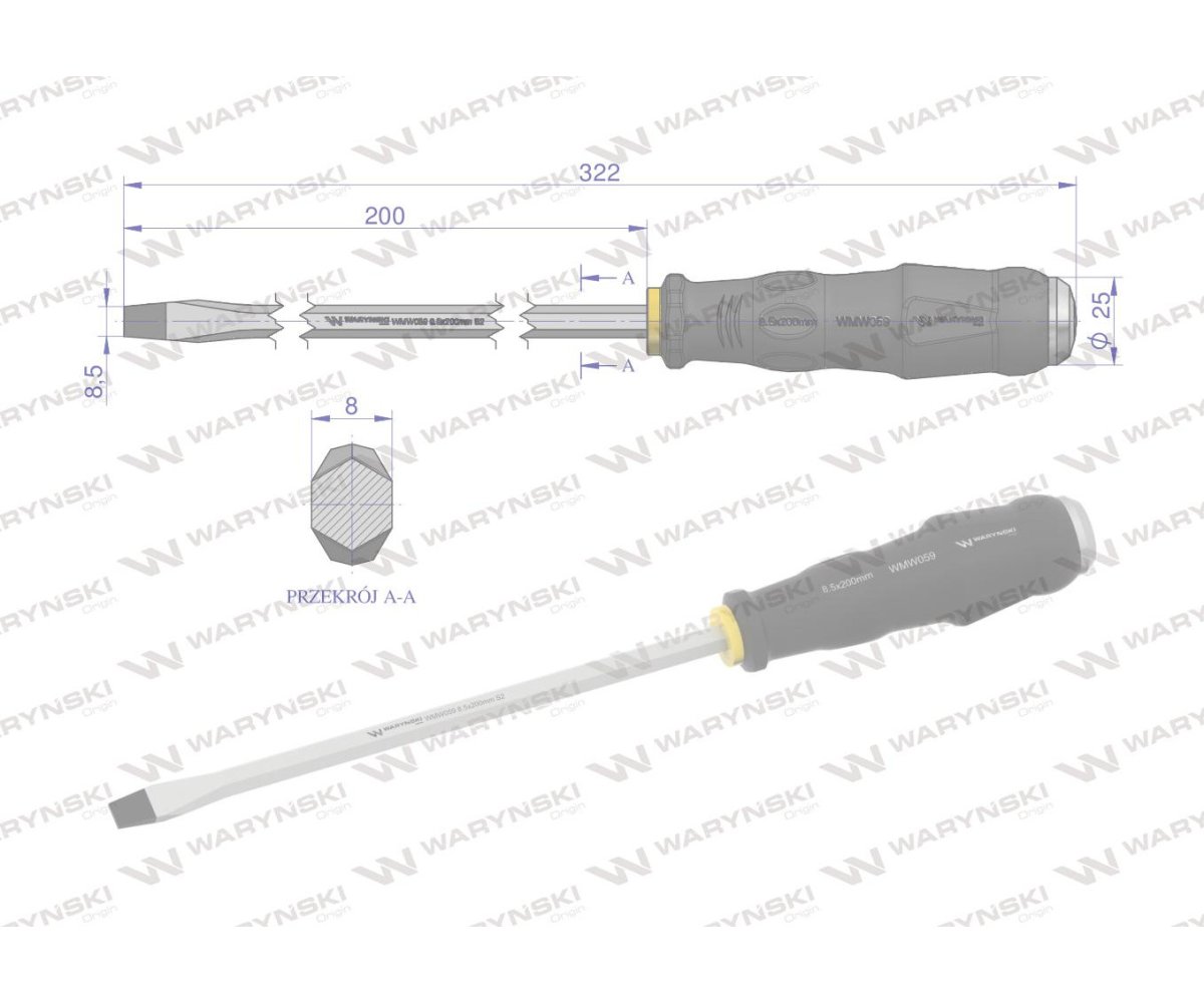 Wkrętak do pobijania 8.5x200mm Waryński