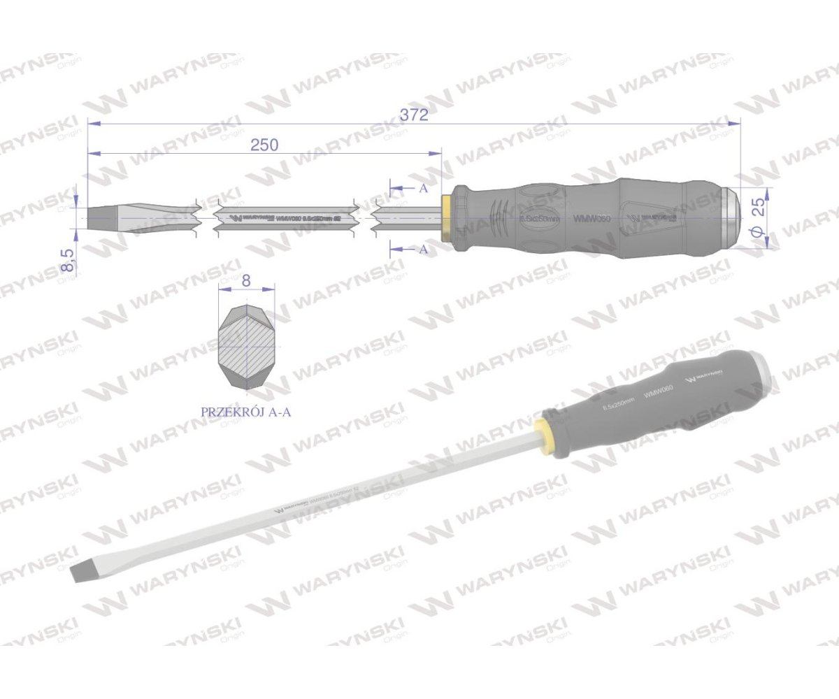 Wkrętak do pobijania 8.5x250mm Waryński