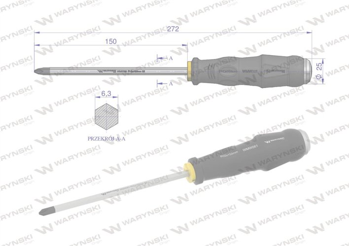 Wkrętak do pobijania PH2x150mm Waryński