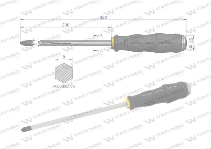 Wkrętak do pobijania PH3x200mm Waryński