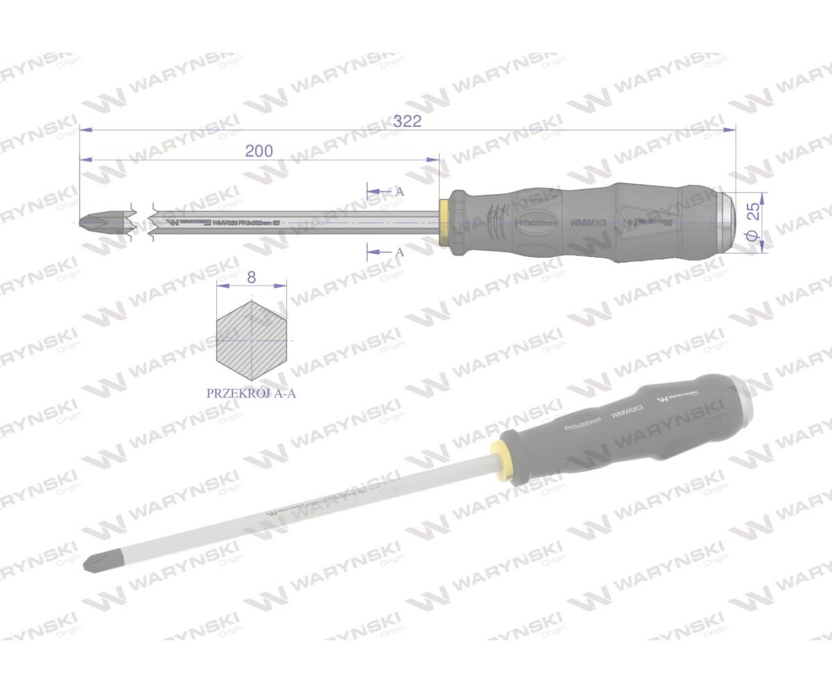 Wkrętak do pobijania PH3x200mm Waryński