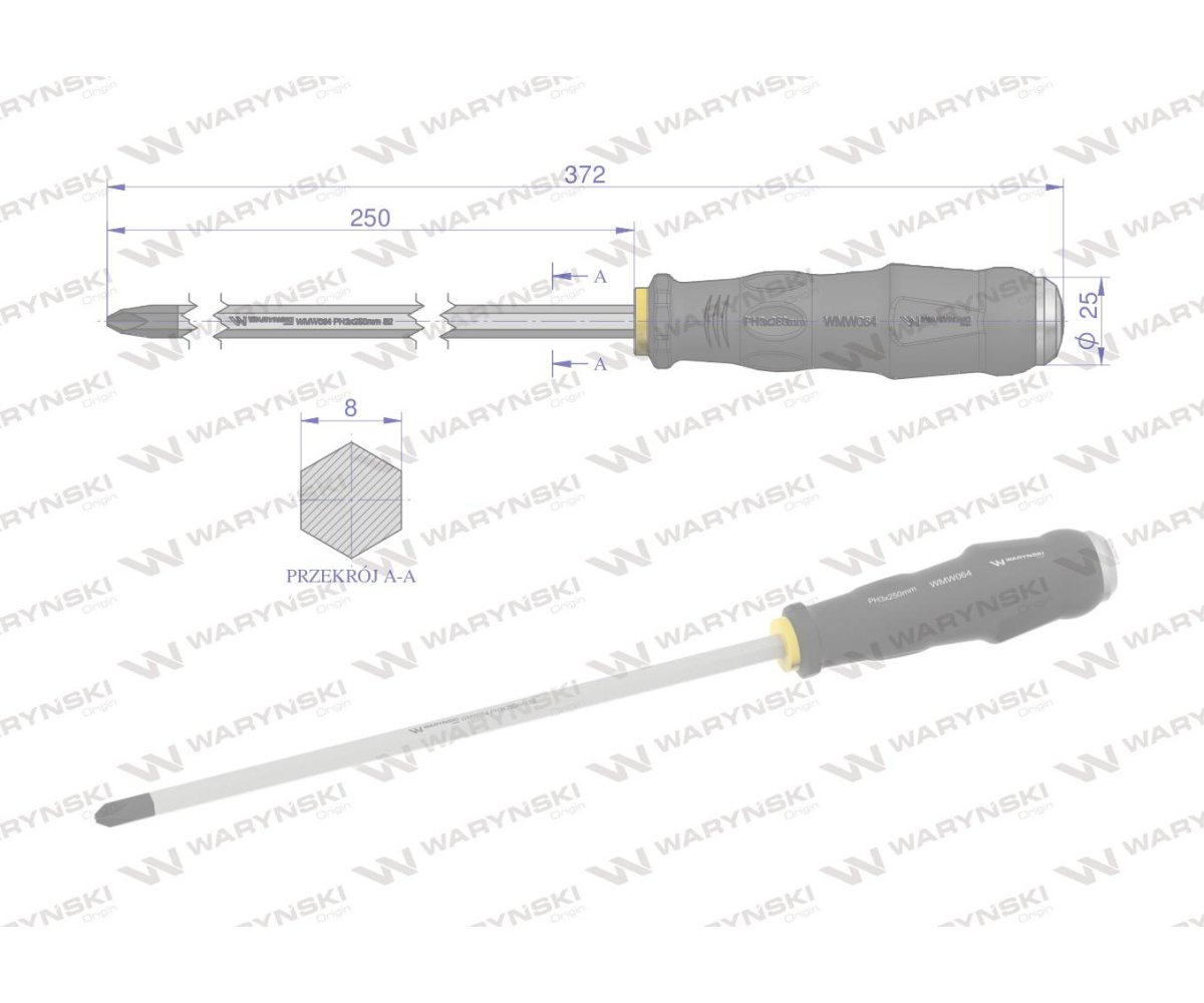 Wkrętak do pobijania PH3x250mm Waryński