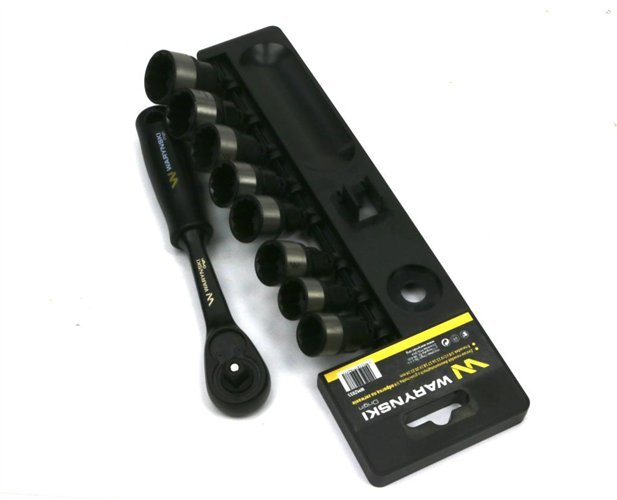 Zestaw L nasadek 3/8 15 16 17 18 19 20 22 24 mm z grzechotką Waryński