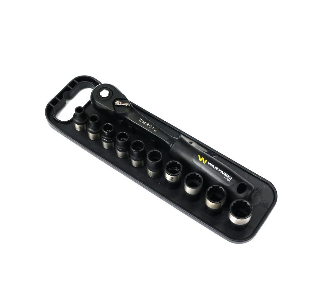 Zestaw 12 el. nasadki 3/8 przedłużka 7.5 cm grzechotka 6 7 8 9 10 11 12 13 14 15 Waryński