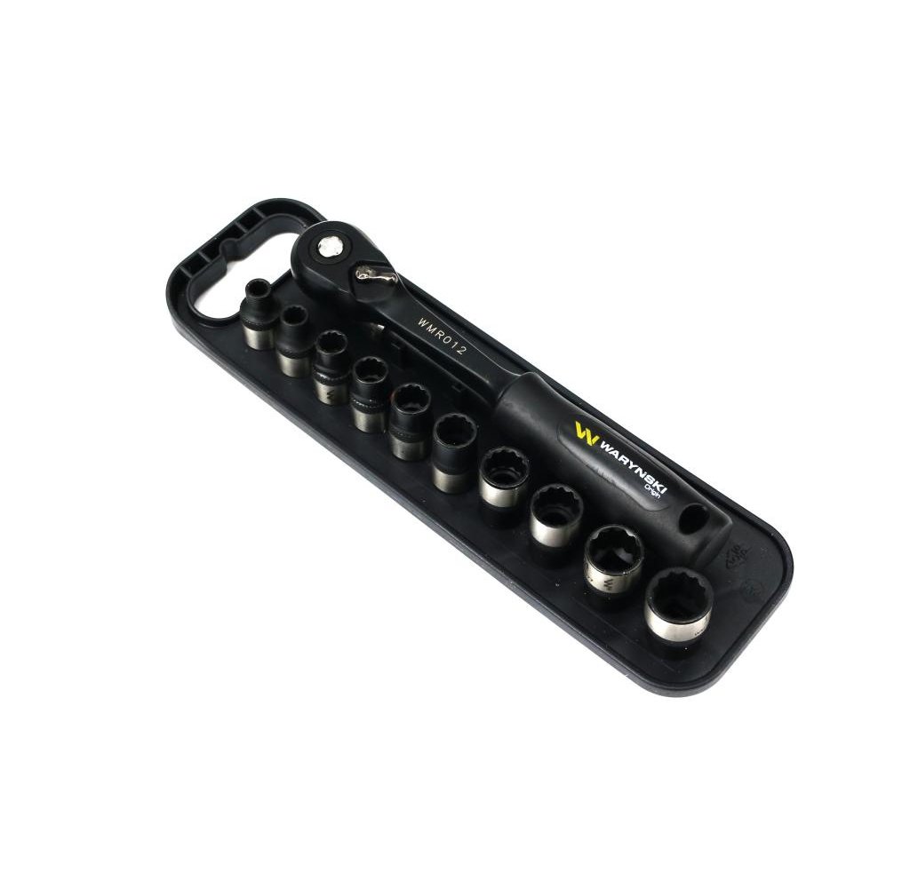 Zestaw 12 el. nasadki 3/8 przedłużka 12.5 cm grzechotka 9 10 11 13 14 Waryński