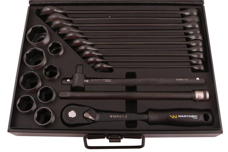 Zestaw nasadek 1./2 z grzechotką i kluczami w kasecie metalowej 49 el. Waryński