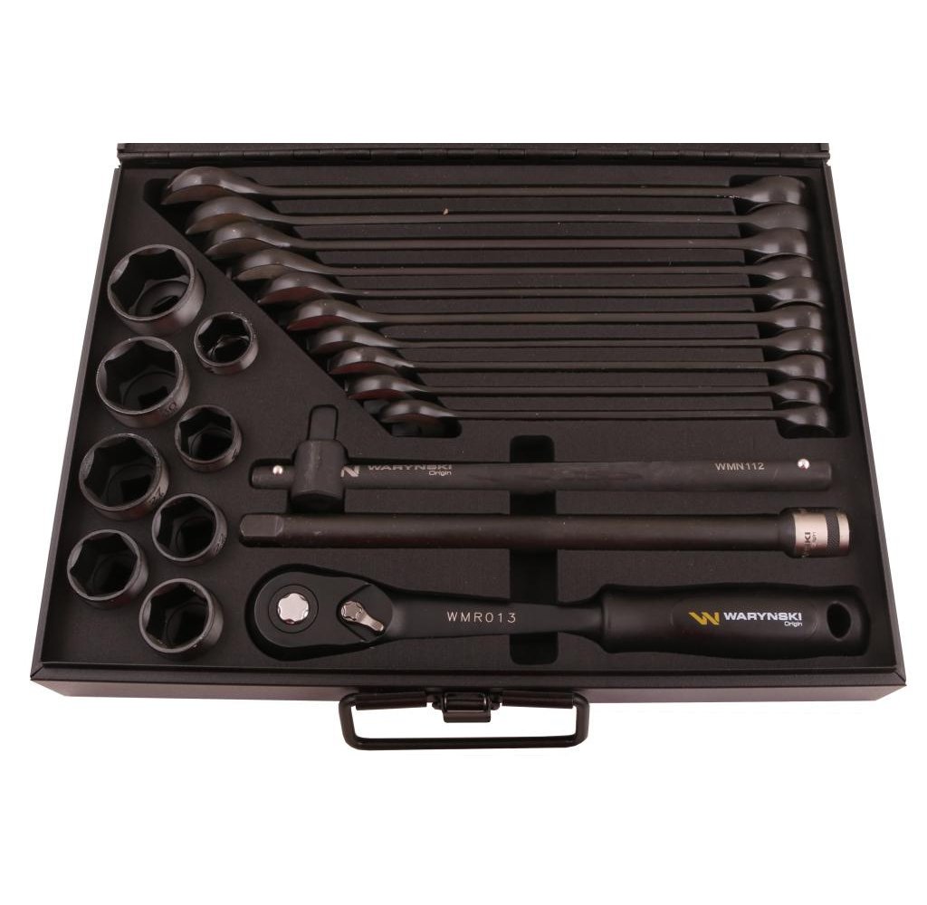 Zestaw nasadek 1./2 z grzechotką i kluczami w kasecie metalowej 49 el. Waryński