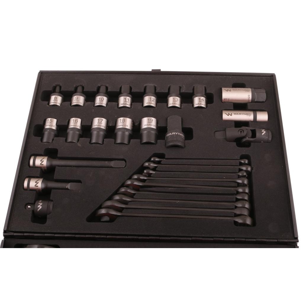 Zestaw nasadek 1./2 z grzechotką i kluczami w kasecie metalowej 49 el. Waryński