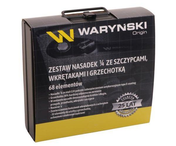Zestaw nasadek w kasecie metalowej 68 el. Waryński
