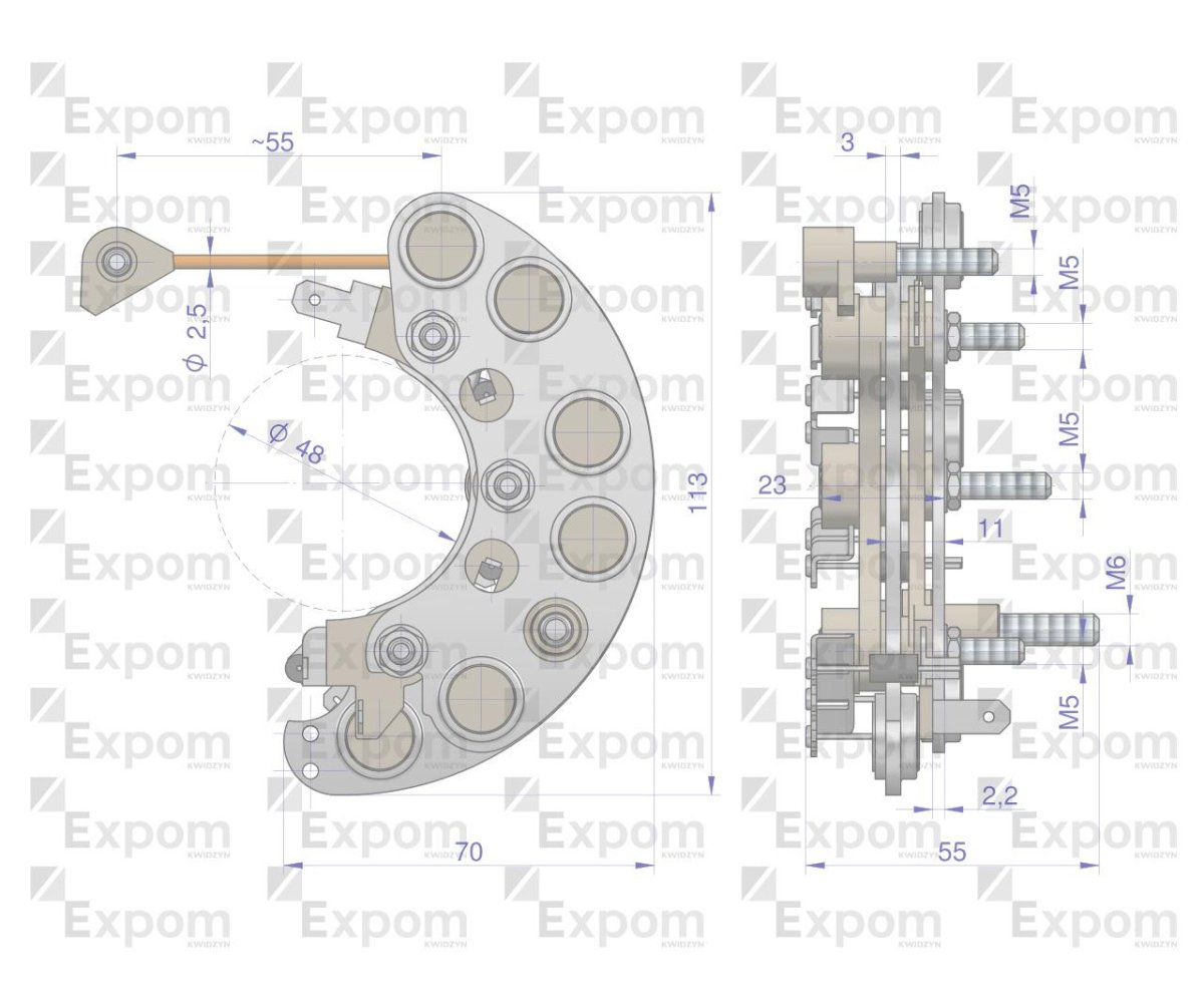 Prostownik alternatora 9515672EX C-385 Nowy Typ EXPOM KWIDZYN eu
