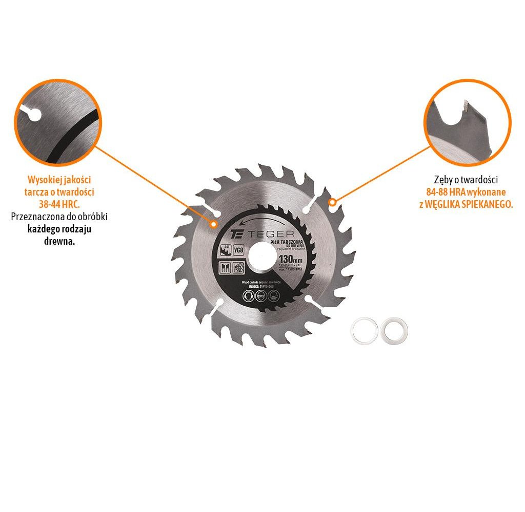 Piła tarczowa do drewna z węglikiem spiekanym 130x20x24T / TEGER