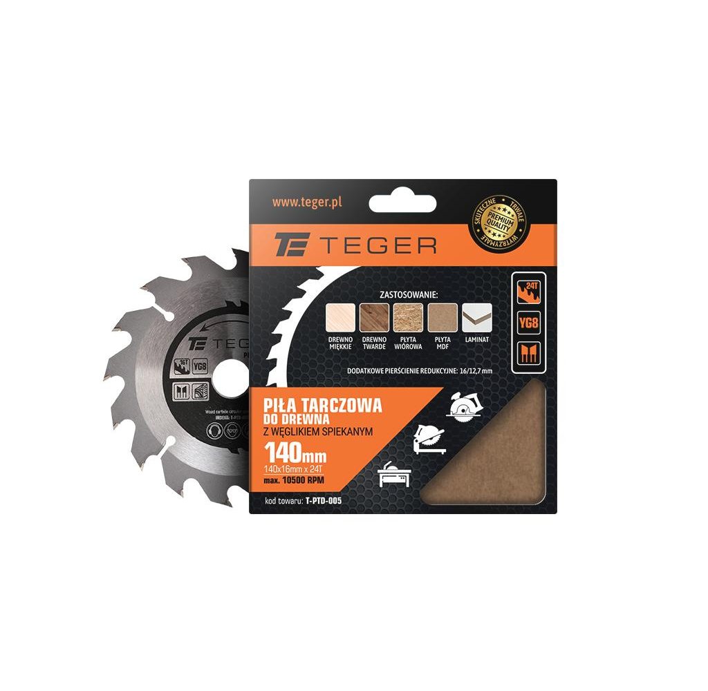 Piła tarczowa do drewna z węglikiem spiekanym 140x20x16T / TEGER