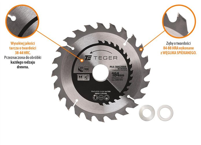 Piła tarczowa do drewna z węglikiem spiekanym 184x30x24T / TEGER