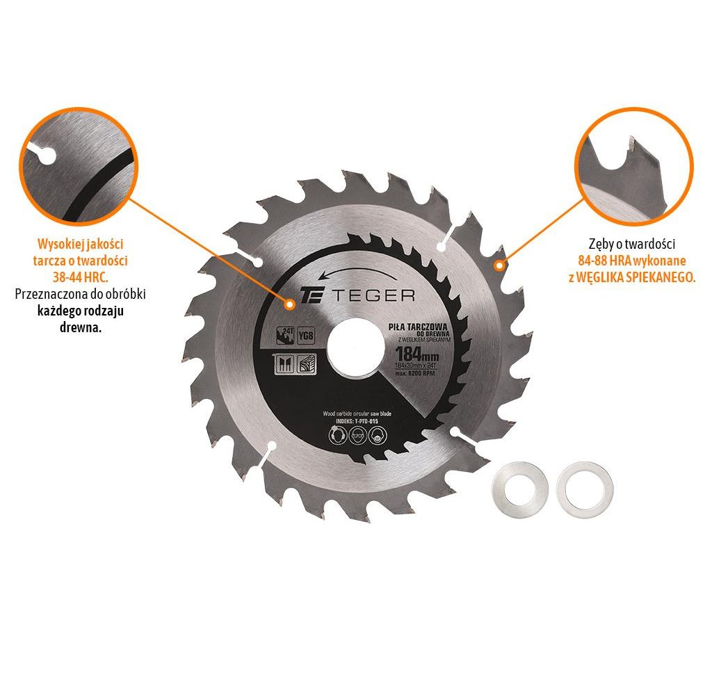 Piła tarczowa do drewna z węglikiem spiekanym 184x30x24T / TEGER