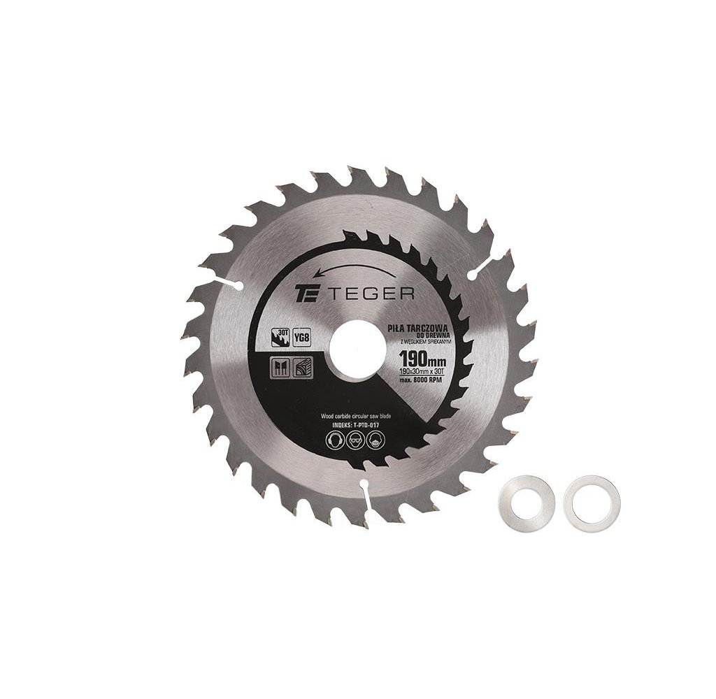 Piła tarczowa do drewna z węglikiem spiekanym 190x30x30T / TEGER