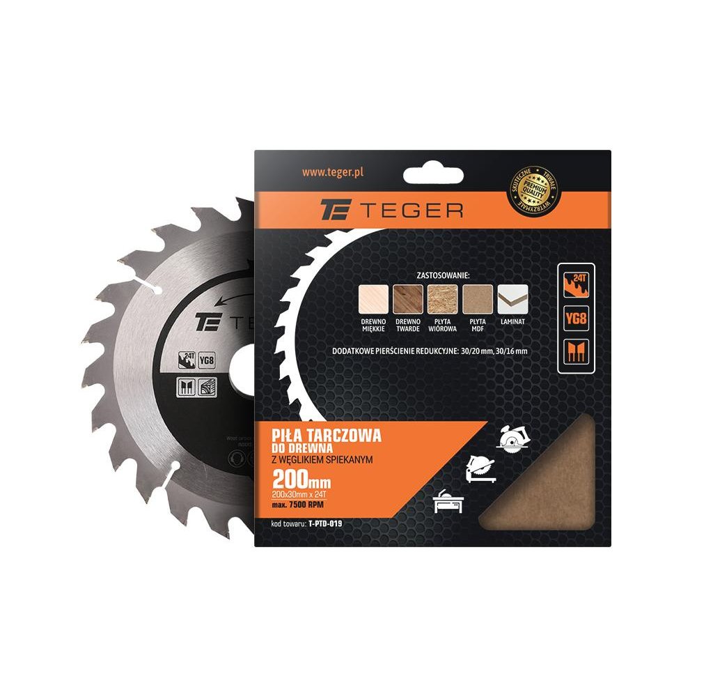 Piła tarczowa do drewna z węglikiem spiekanym 200x30x24T / TEGER
