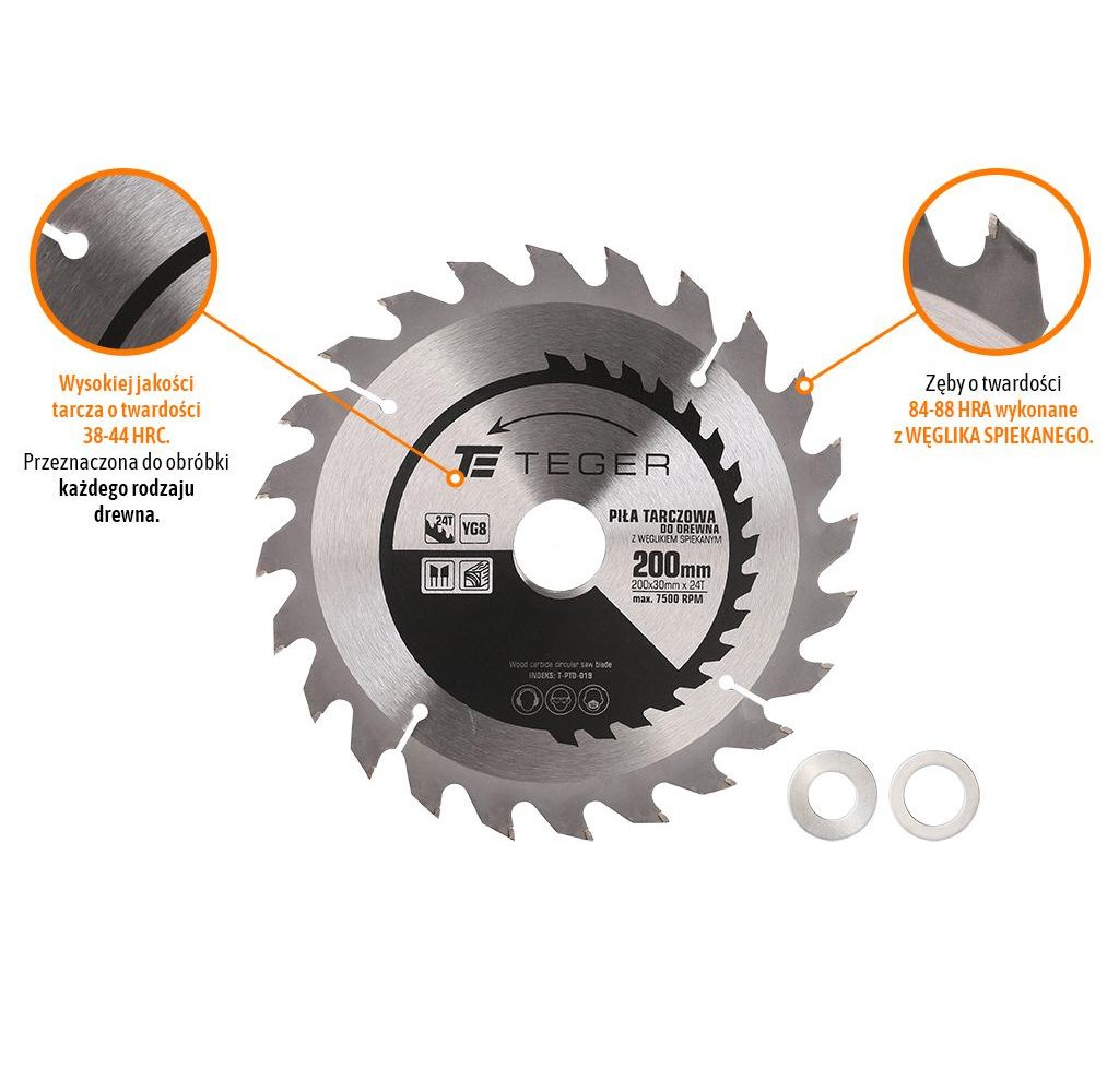 Piła tarczowa do drewna z węglikiem spiekanym 200x30x24T / TEGER