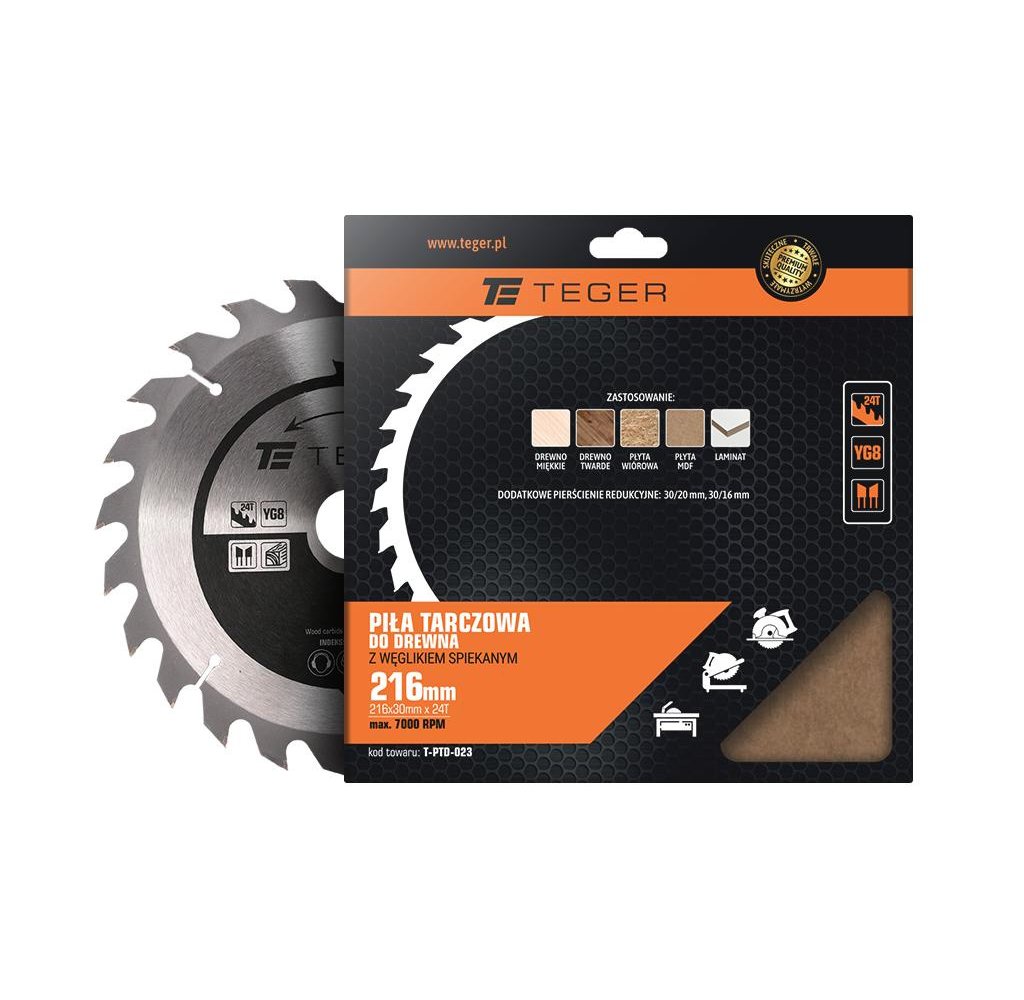 Piła tarczowa do drewna z węglikiem spiekanym 216x30x24T / TEGER