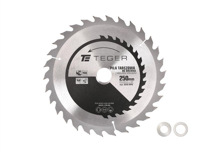 Piła tarczowa do drewna z węglikiem spiekanym 250x30x30T / TEGER