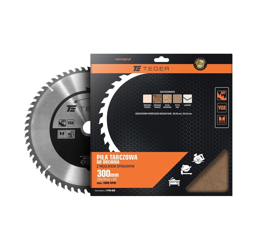 Piła tarczowa do drewna z węglikiem spiekanym 300x30x60T / TEGER