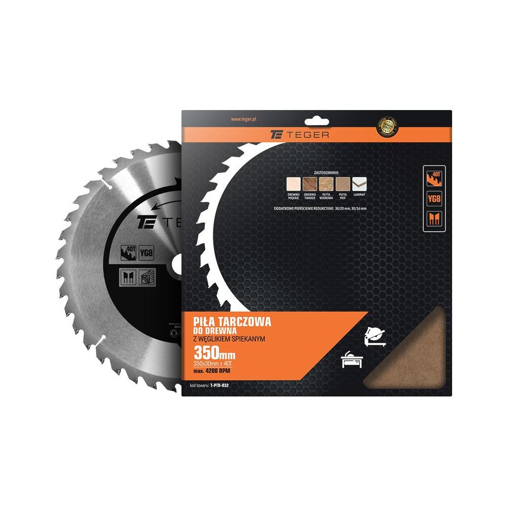 Piła tarczowa do drewna z węglikiem spiekanym 350x30x40T / TEGER