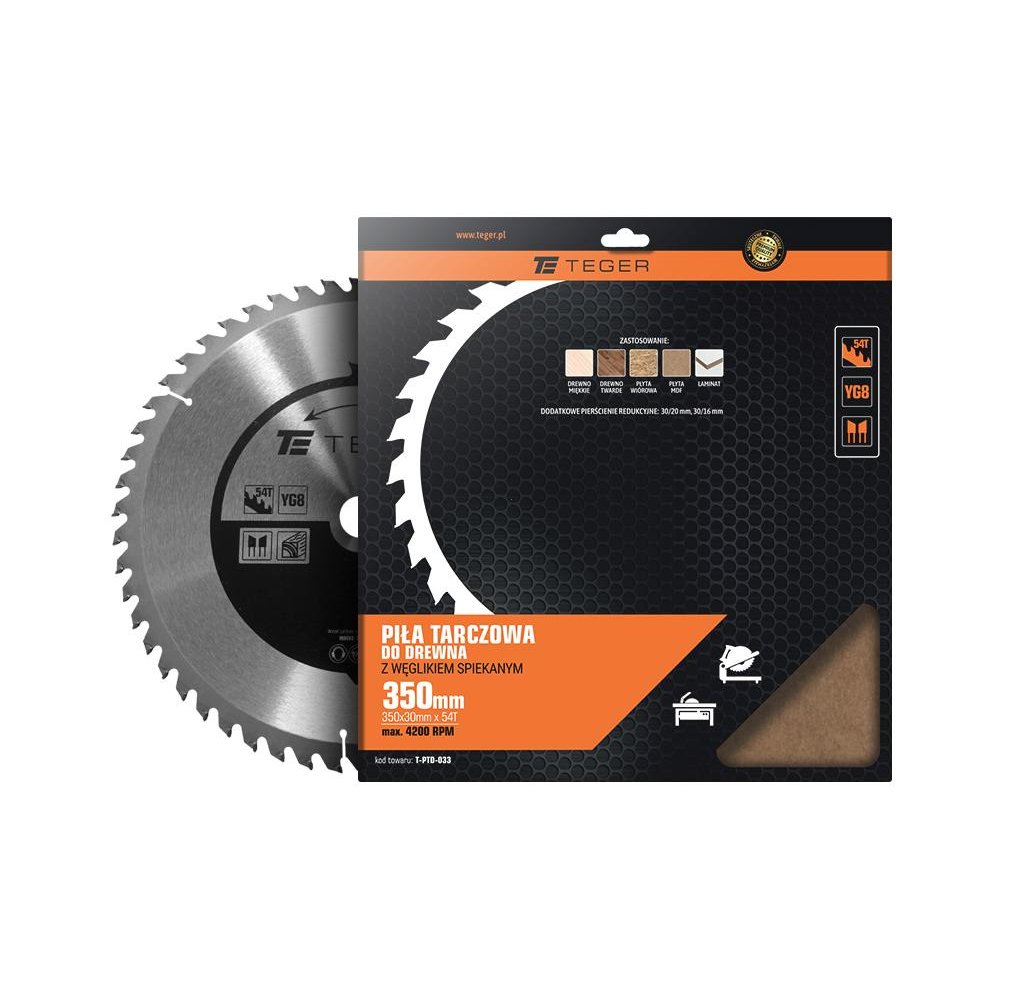 Piła tarczowa do drewna z węglikiem spiekanym 350x30x54T / TEGER