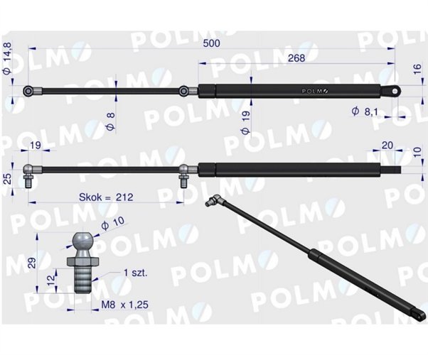 Siłownik tylnej szyby Case 3221531R1 POLMO