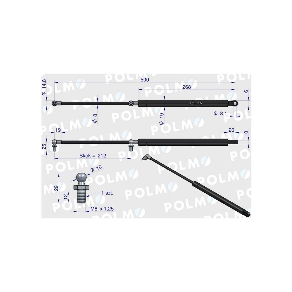 Siłownik tylnej szyby Case 3221531R1 POLMO