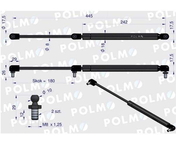 Siłownik podnoszenia maski New Holland 5177277 POLMO