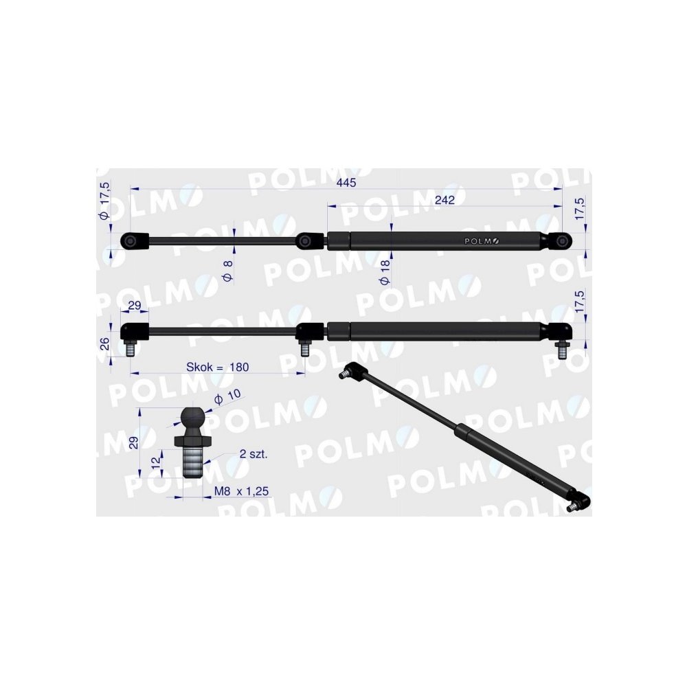 Siłownik podnoszenia maski New Holland 5177277 POLMO