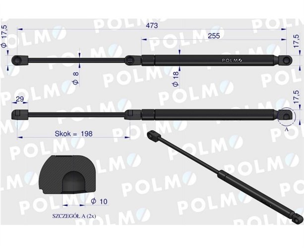 Siłownik drzwi New Holland 65498163 POLMO