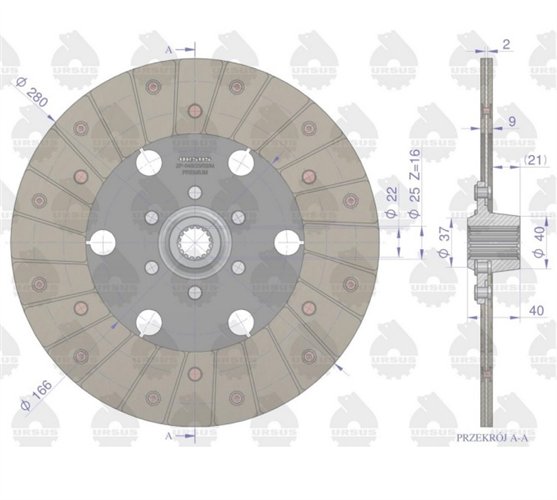 Tarcza sprzęgła 1-stopnia F-280 Z-16. 49011175 Zetor PREMIUM ORYGINAŁ URSUS