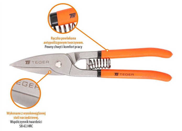 Nożyce do cięcia blachy - pelikan proste / TEGER