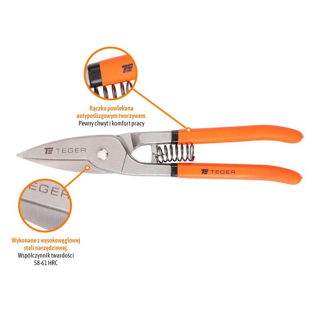 Nożyce do cięcia blachy - pelikan proste / TEGER