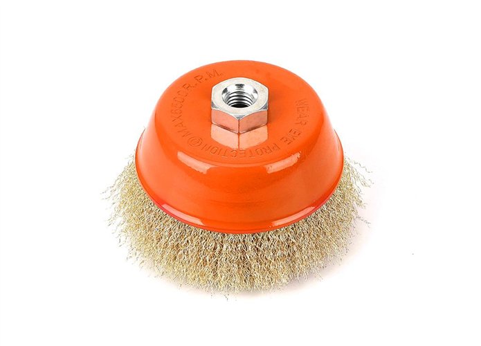 Szczotka doczołowa z nakrętką - drut falowany M14/120 mm / TEGER